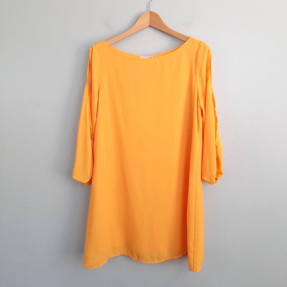 Gianni Bini summer work Dress Mustard slit sleeve